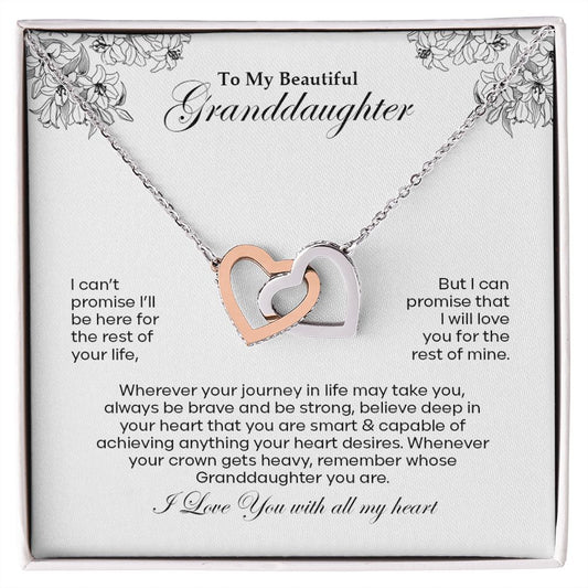 To My Beautiful Granddaughter | I Love You With All My Heart - Interlocking Hearts necklace